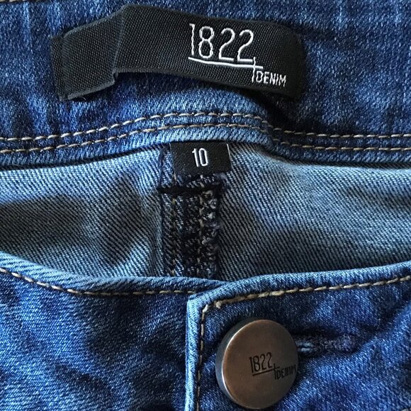 Upcycled Patchwork Jeans 1822, Size 10: Reworked Cropped Ankle Pants White Stars - Picture 11 of 13